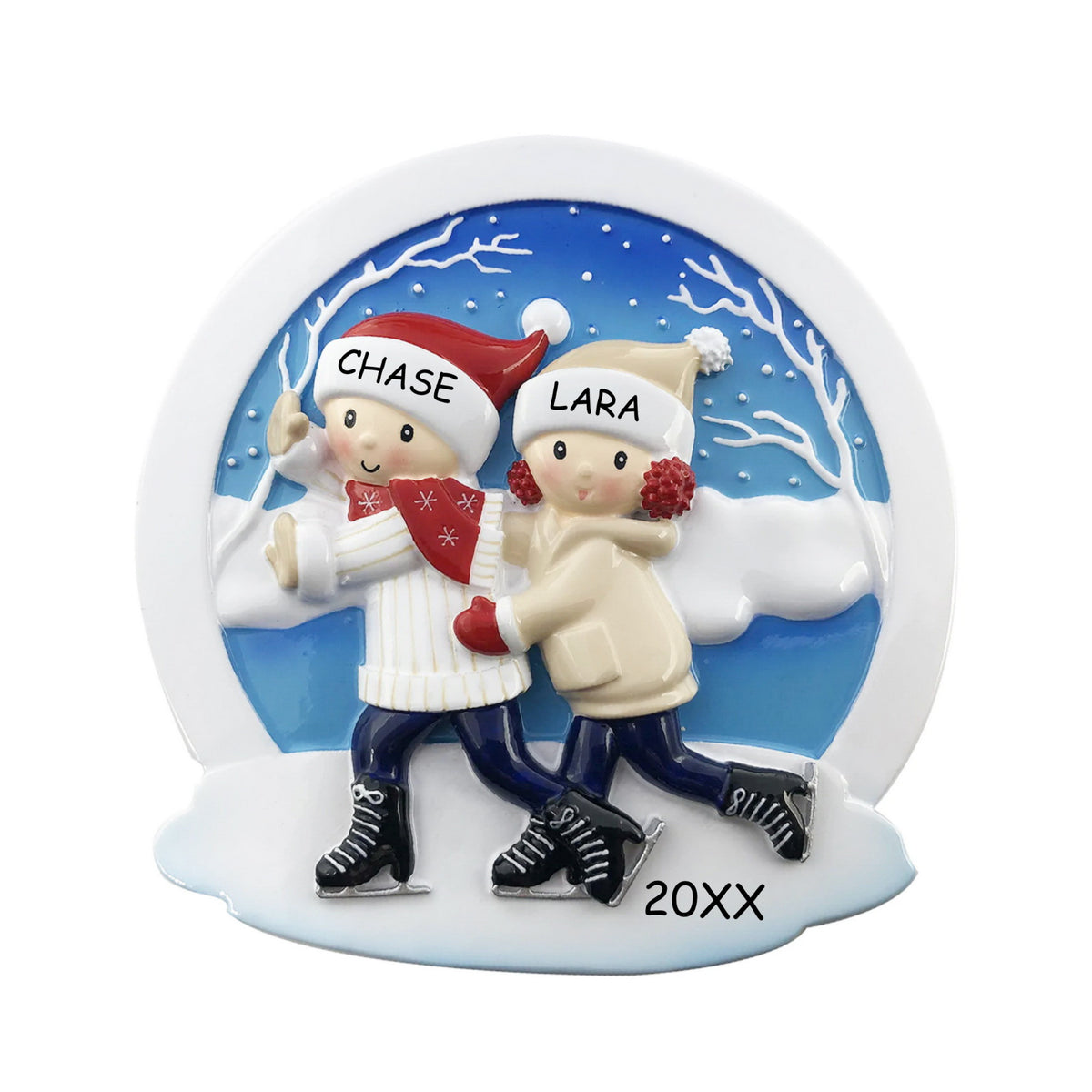 Personalized Ice Skating Couples Christmas Ornament Dibsies