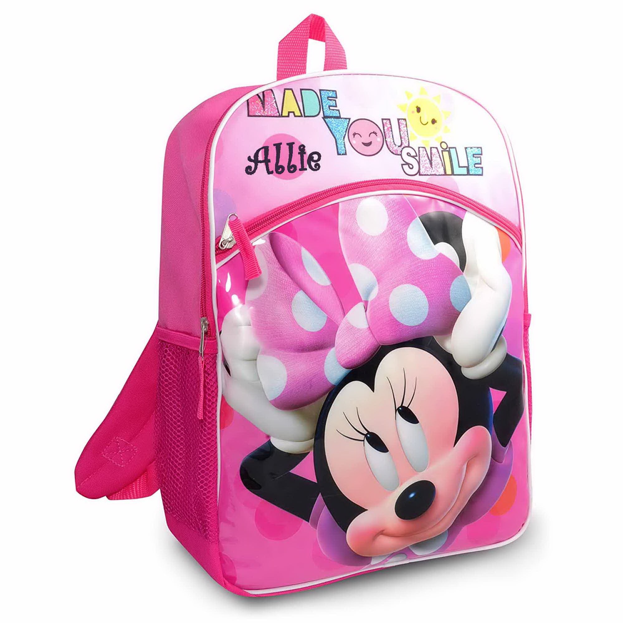 Disney Minnie Mouse Backpack 15 w/ Pink Reusuable Drink Pouch 14